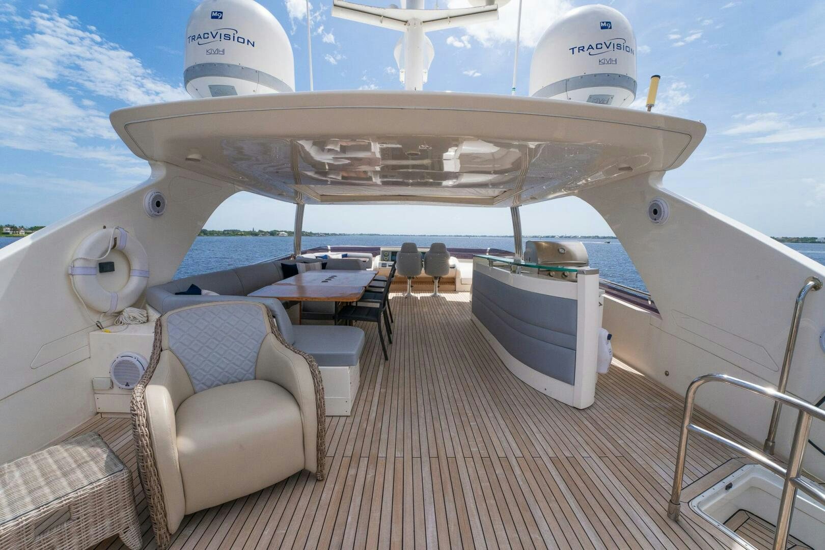 a boat on a deck aboard NO CURFEW Yacht for Sale