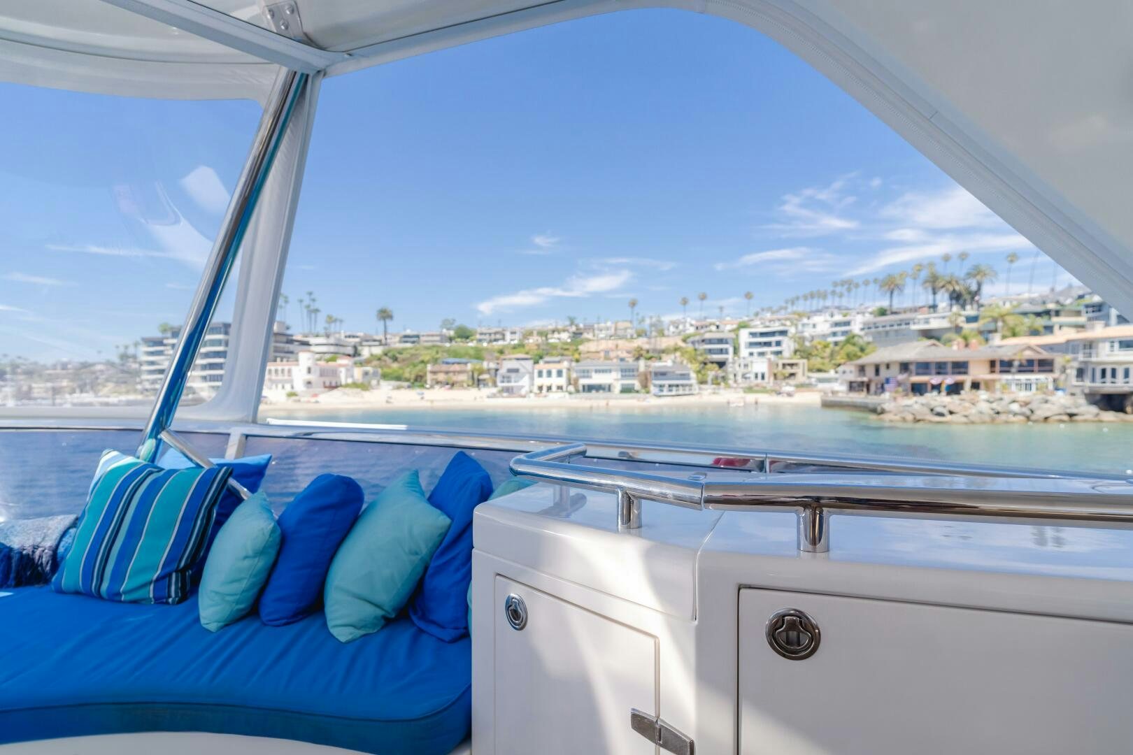a view of a city from a boat aboard LADY LAURA Yacht for Sale