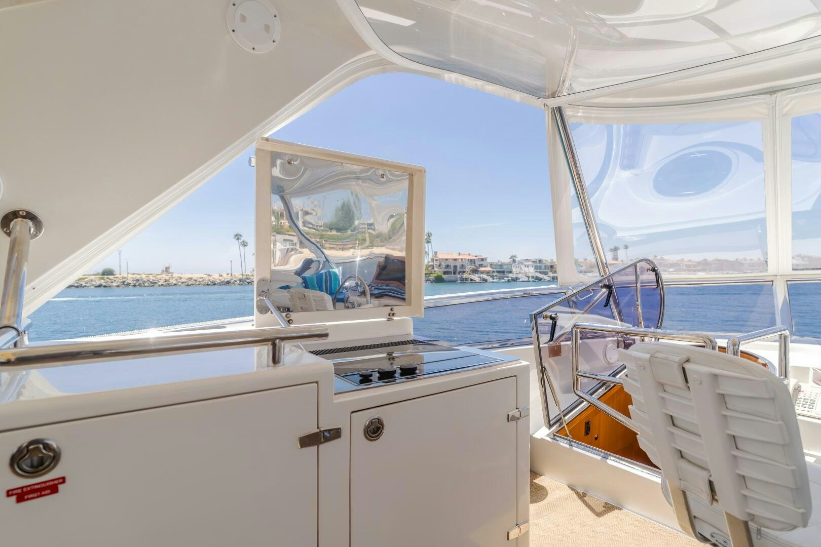 a boat with a large mirror aboard LADY LAURA Yacht for Sale