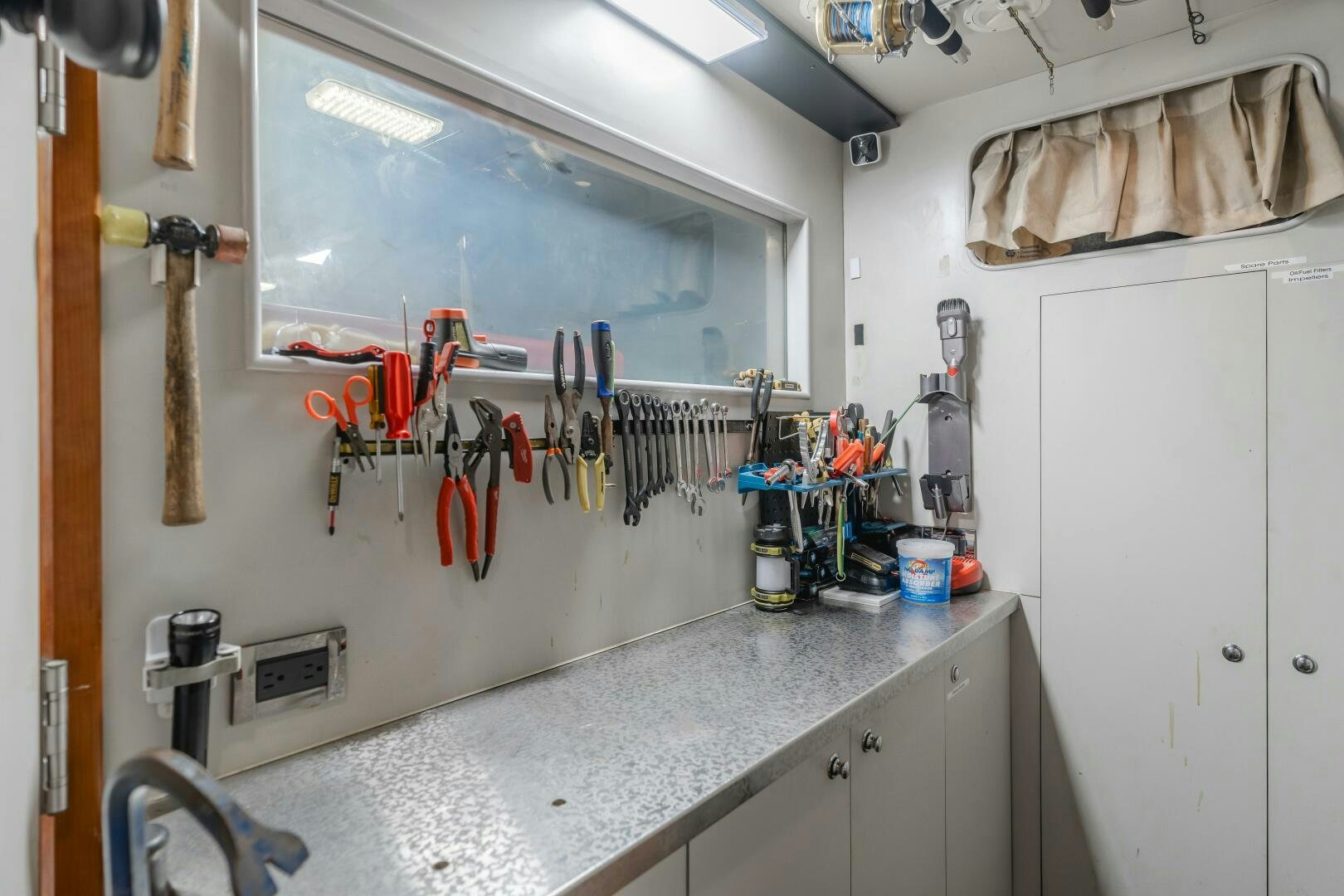 a kitchen with a countertop aboard LADY LAURA Yacht for Sale