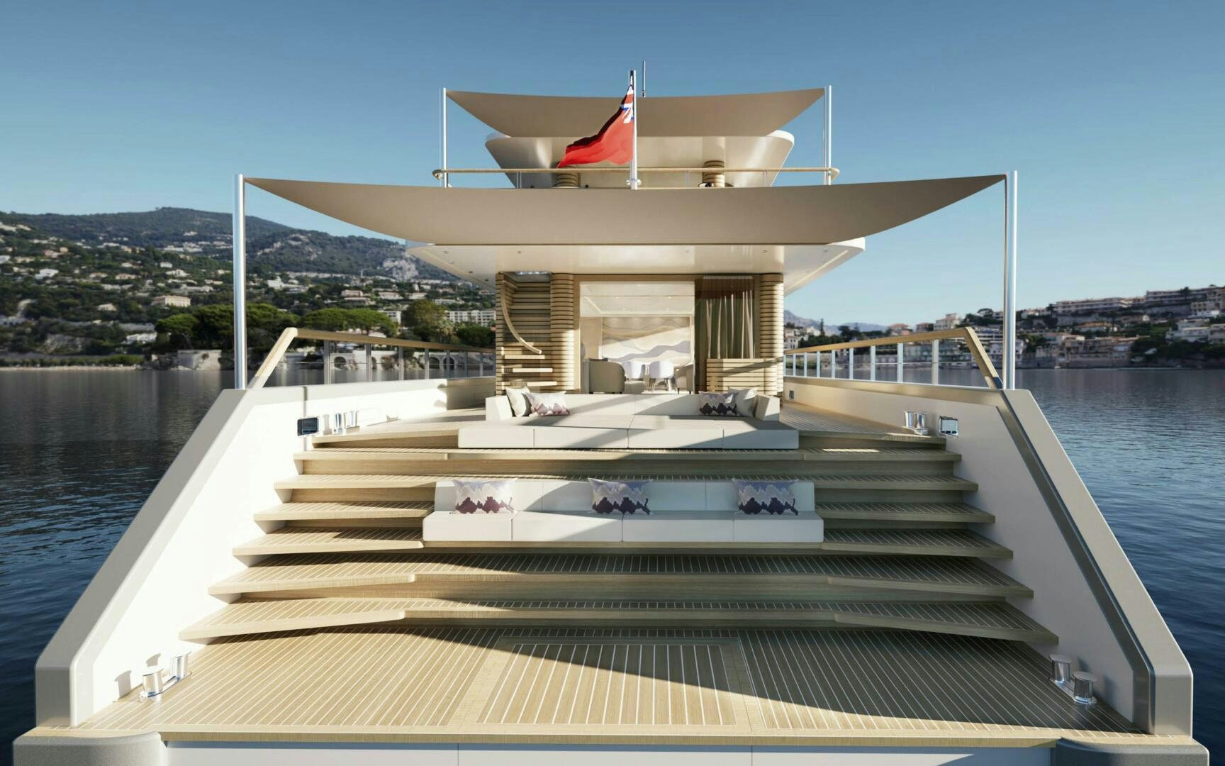 a building with a dock and a plane on the roof aboard PROJECT ABACOS Yacht for Sale