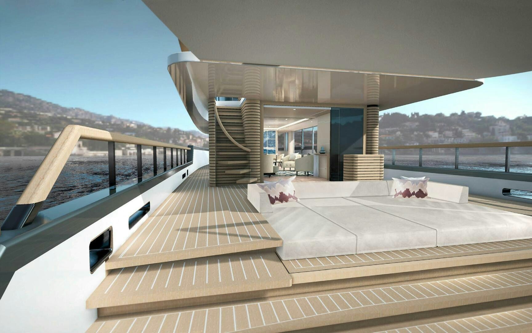 a building with a staircase aboard PROJECT ABACOS Yacht for Sale
