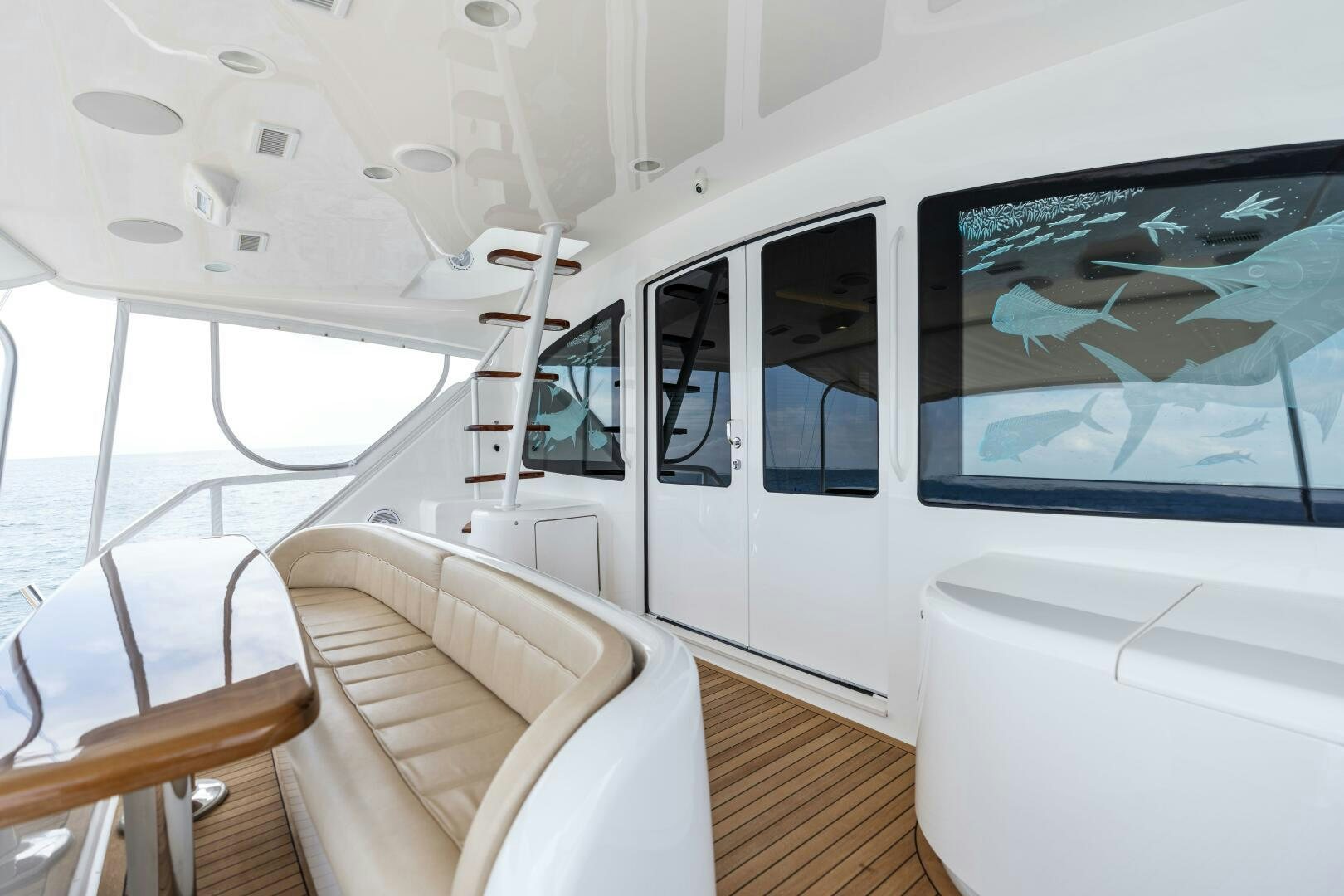 a boat with a large window aboard SOLONIAN Yacht for Sale
