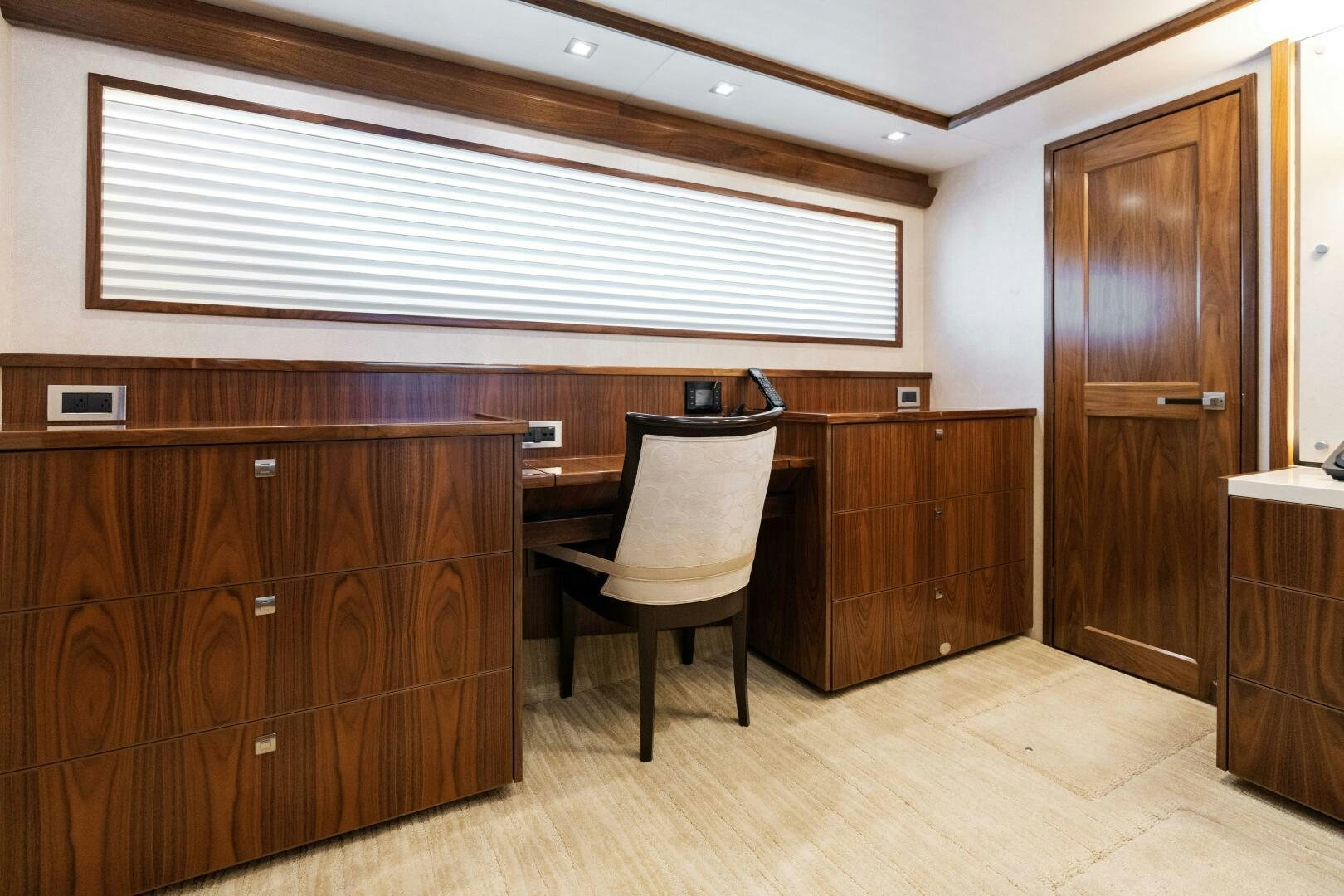 a chair in a room aboard SOLONIAN Yacht for Sale