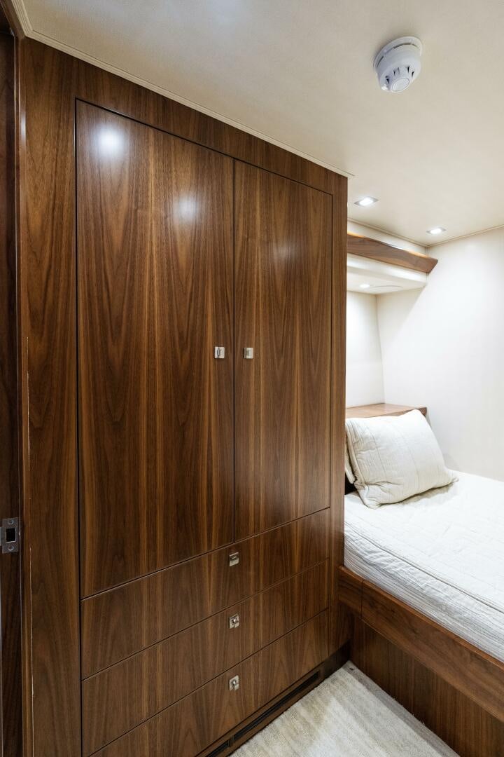 a wooden closet in a bedroom aboard SOLONIAN Yacht for Sale