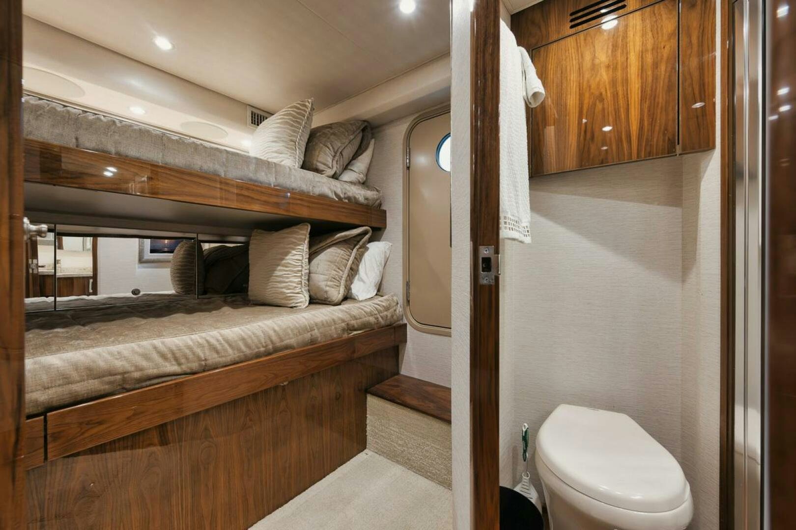 a bed in a room aboard WHY KNOT Yacht for Sale