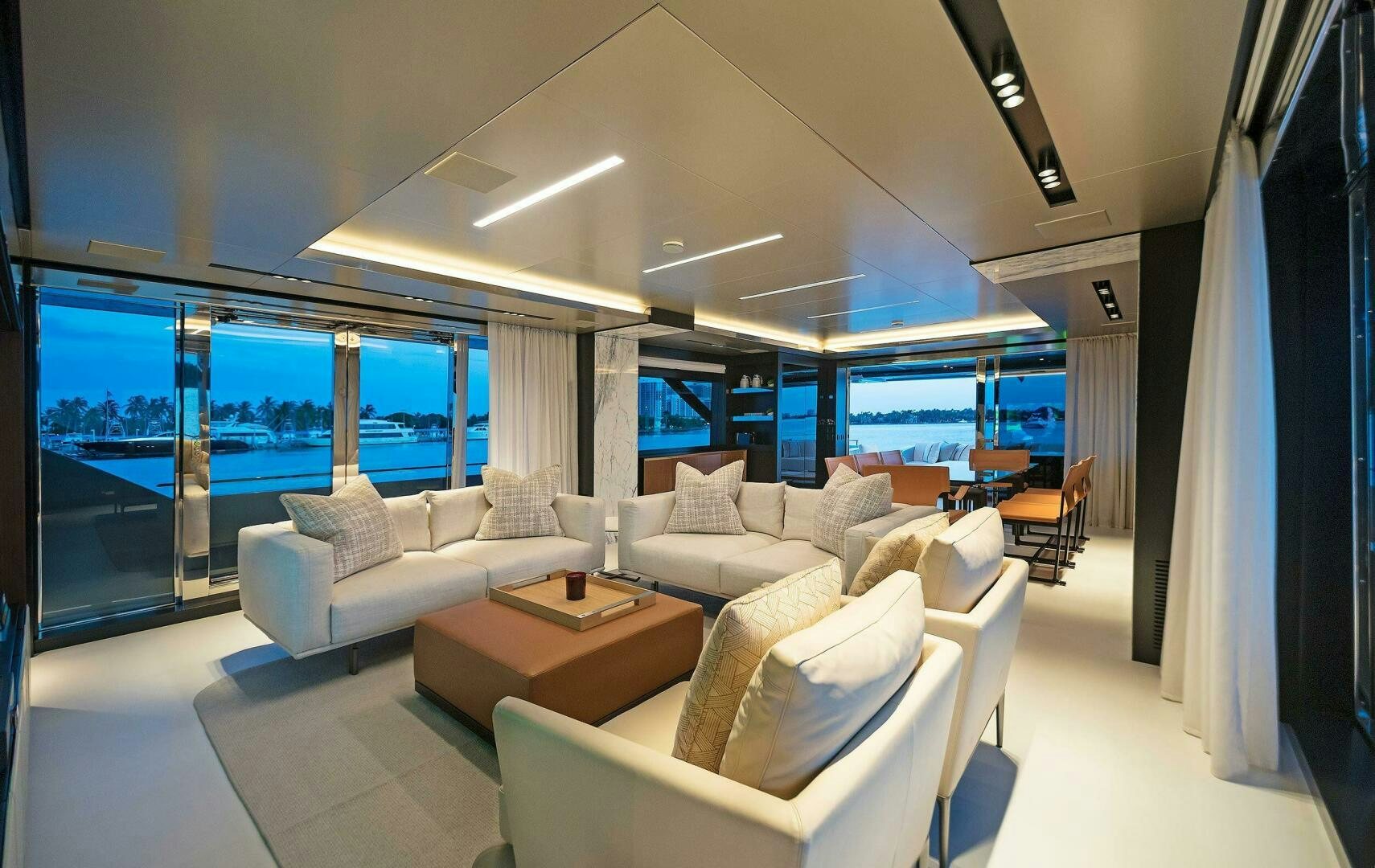 a living room with a large window aboard ALEGRA Yacht for Sale