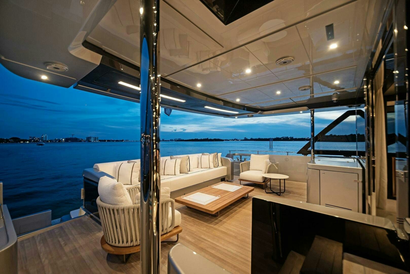 a boat in a large room aboard ALEGRA Yacht for Sale