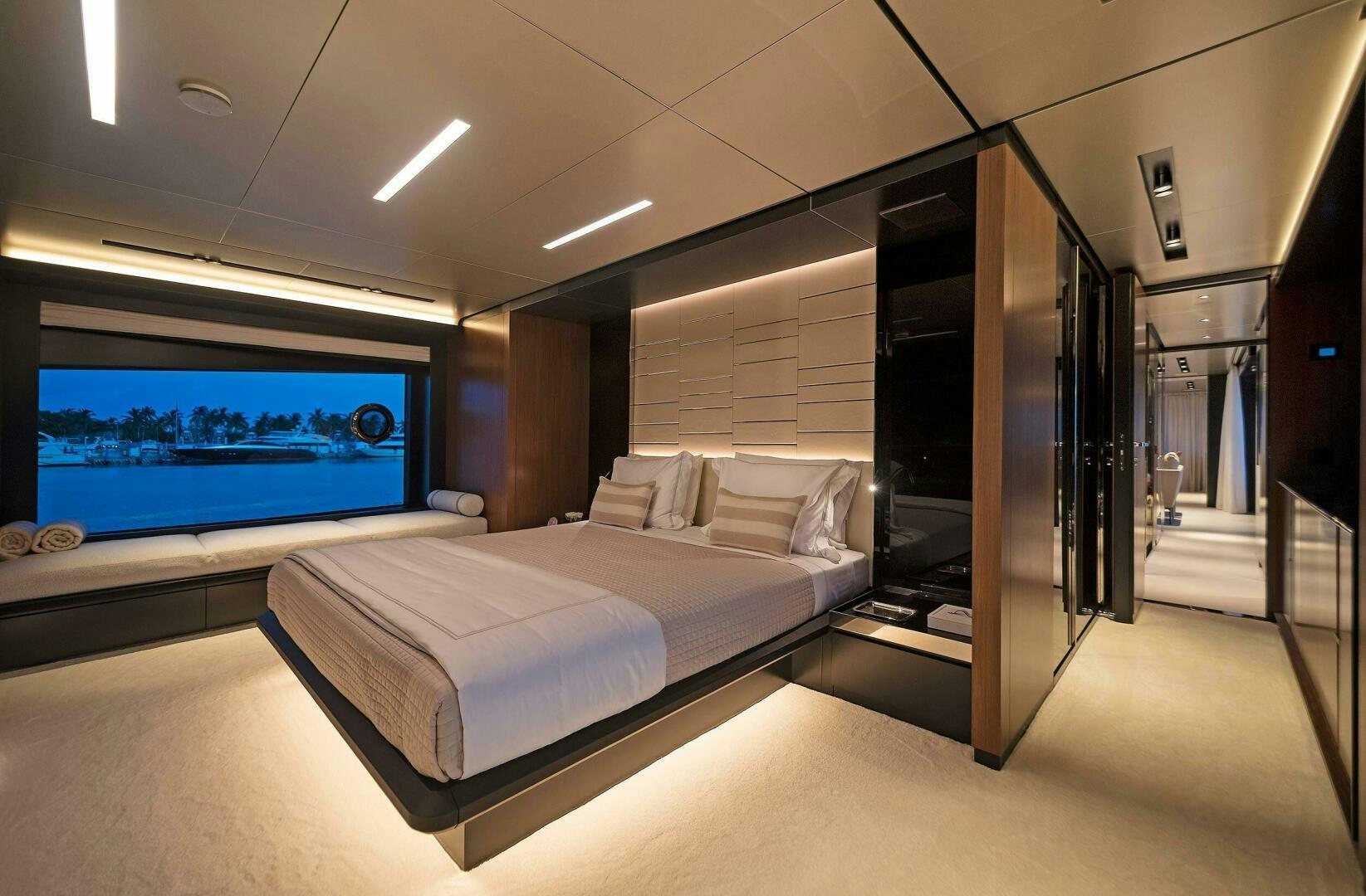 a room with a bed and a tv aboard ALEGRA Yacht for Sale