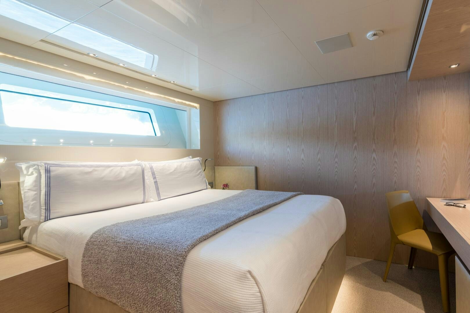 a room with two beds aboard GLORY Yacht for Sale