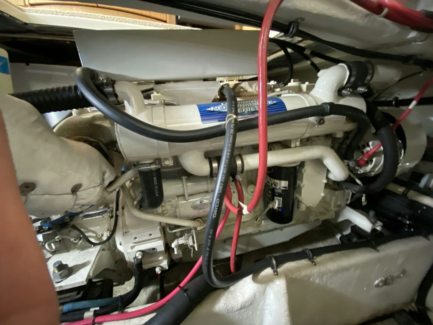 a car engine with wires aboard BIGG FIGG II Yacht for Sale
