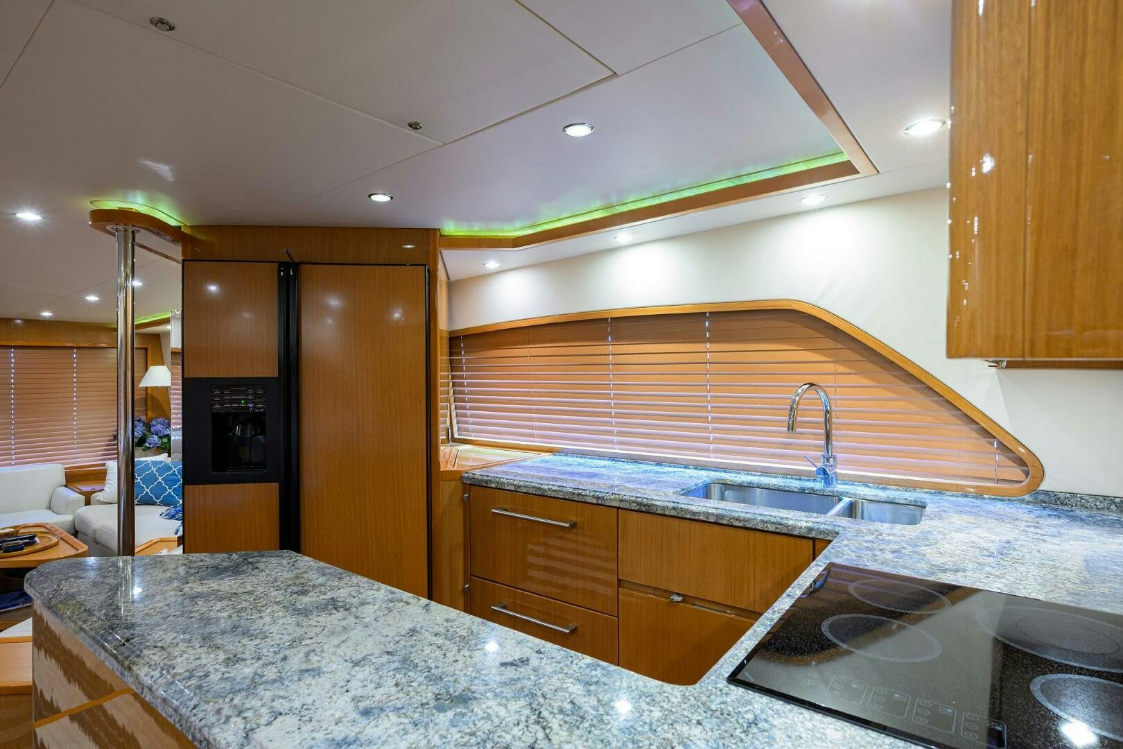 a kitchen with a large countertop aboard GOIN DEEP Yacht for Sale