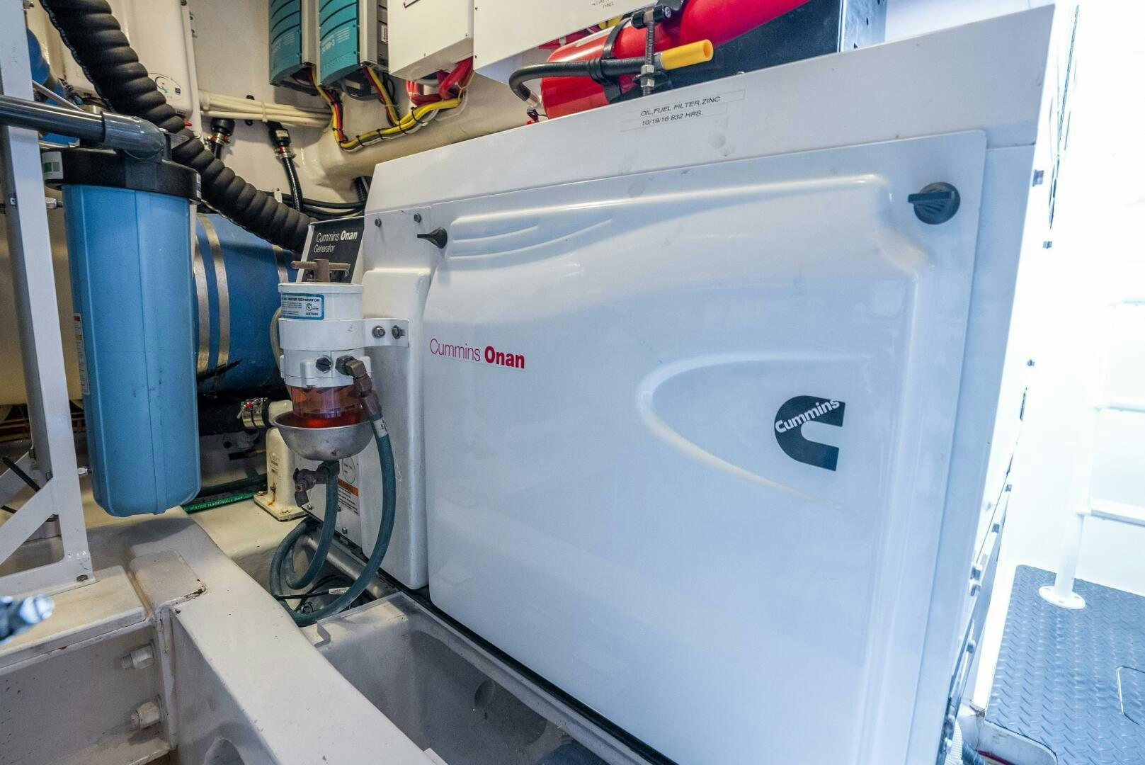 a machine with a white label aboard NO COLLARS Yacht for Sale