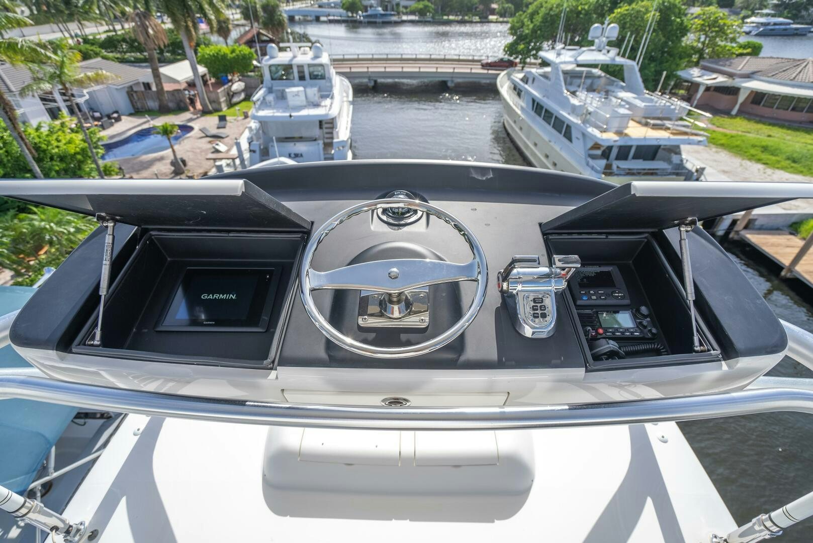 a car on a boat aboard NO COLLARS Yacht for Sale