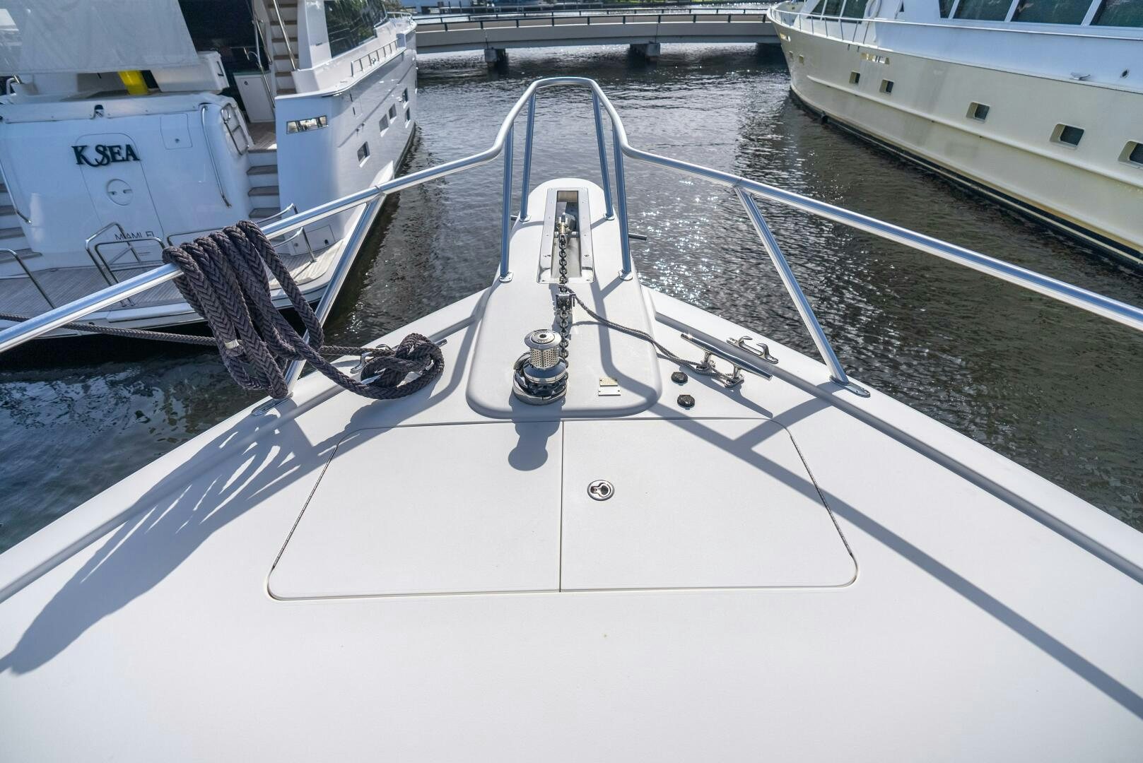 a boat tied to a dock aboard NO COLLARS Yacht for Sale