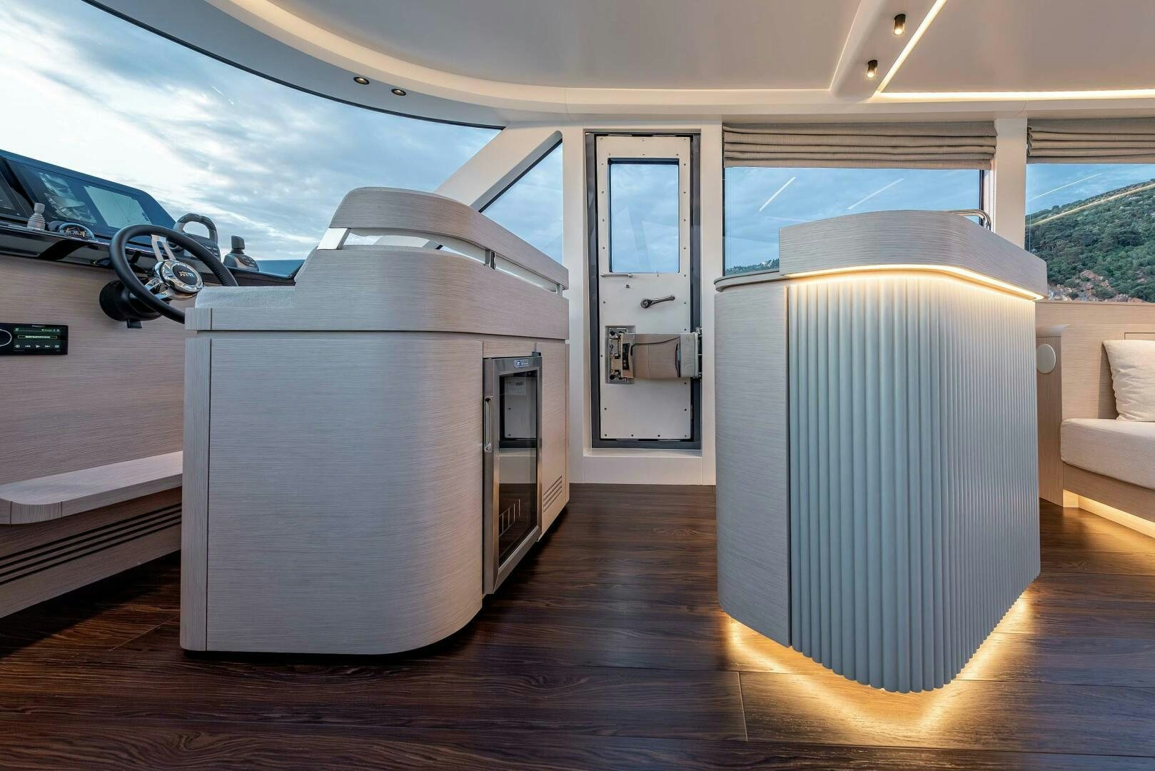 a room with a large silver box aboard SUNYA Yacht for Sale