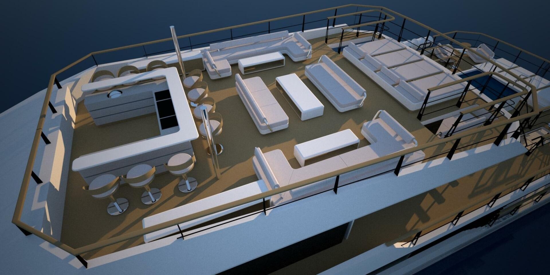 a high angle view of a building aboard PROJECT NIRVANA Yacht for Sale