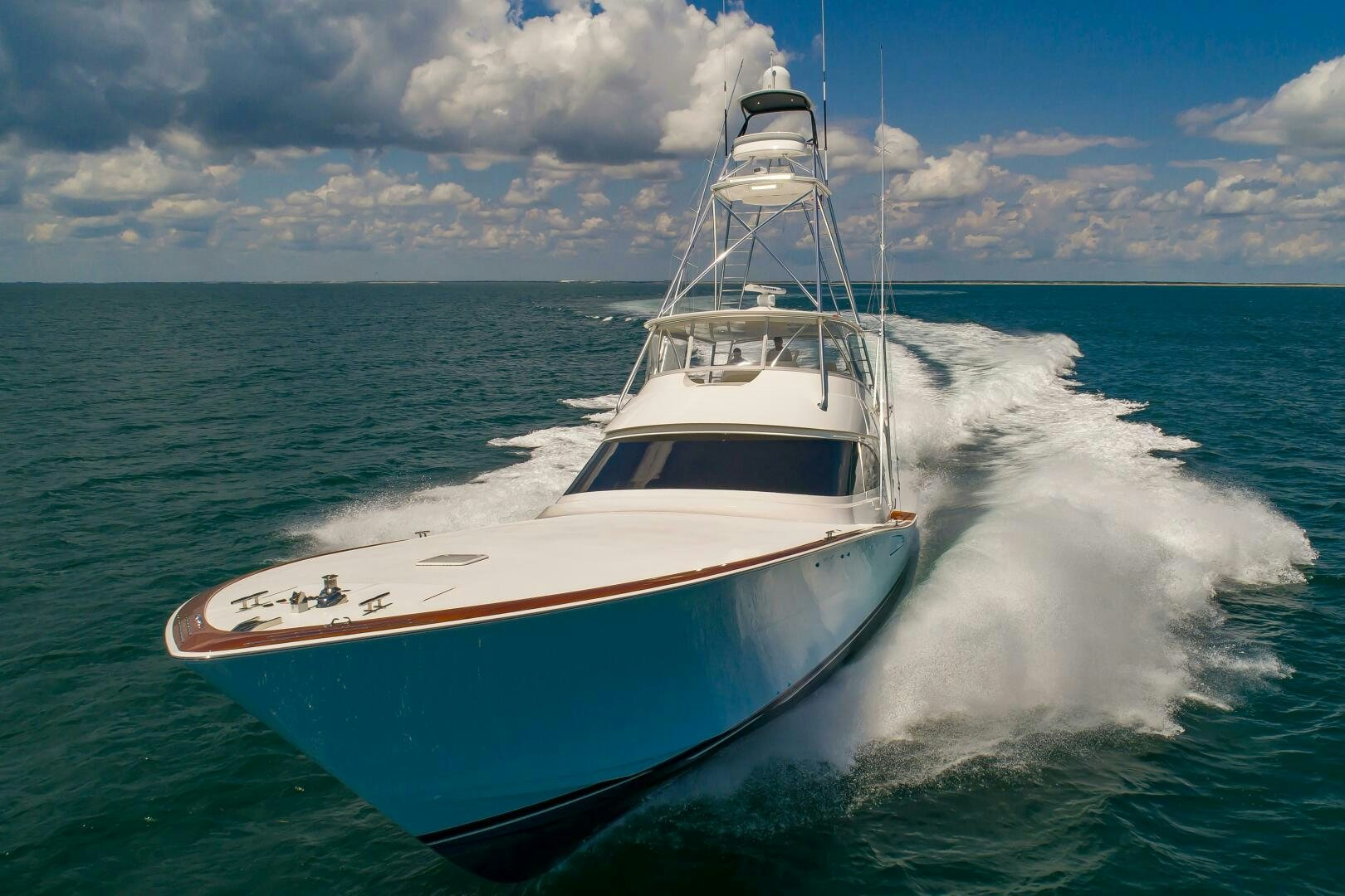 a boat on the water aboard KNOT DONE YET Yacht for Sale
