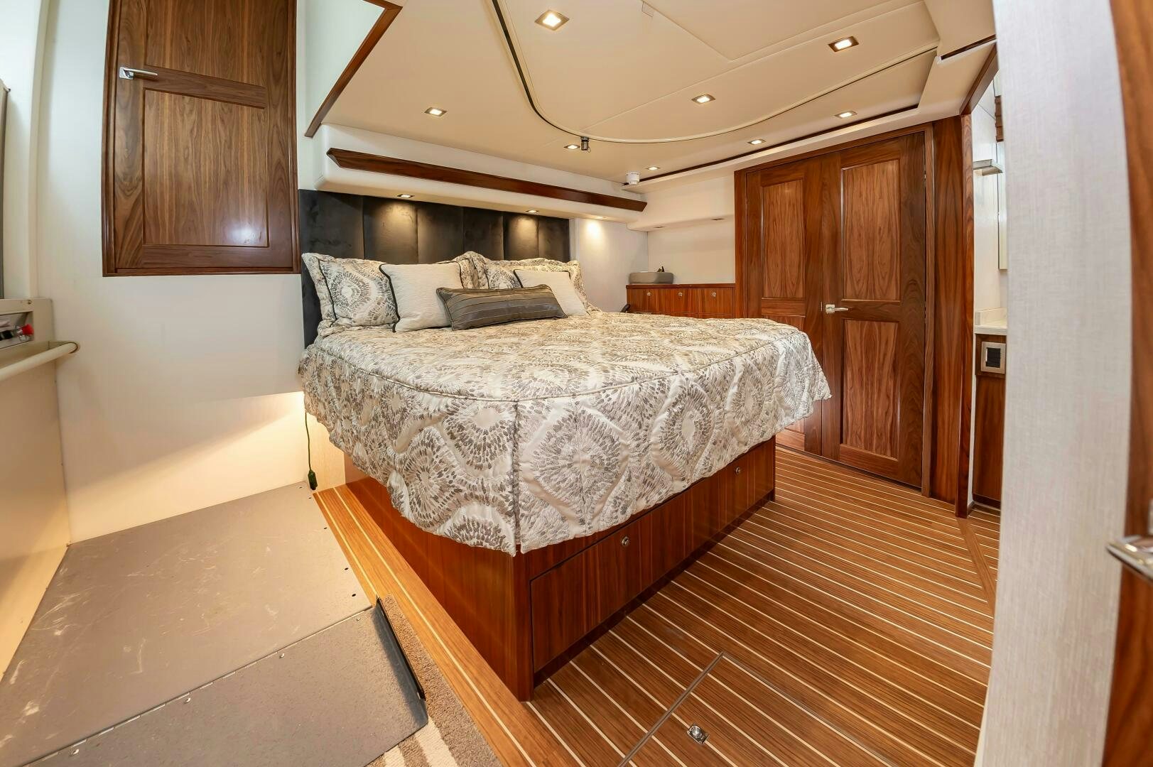 a bed in a room aboard KNOT DONE YET Yacht for Sale