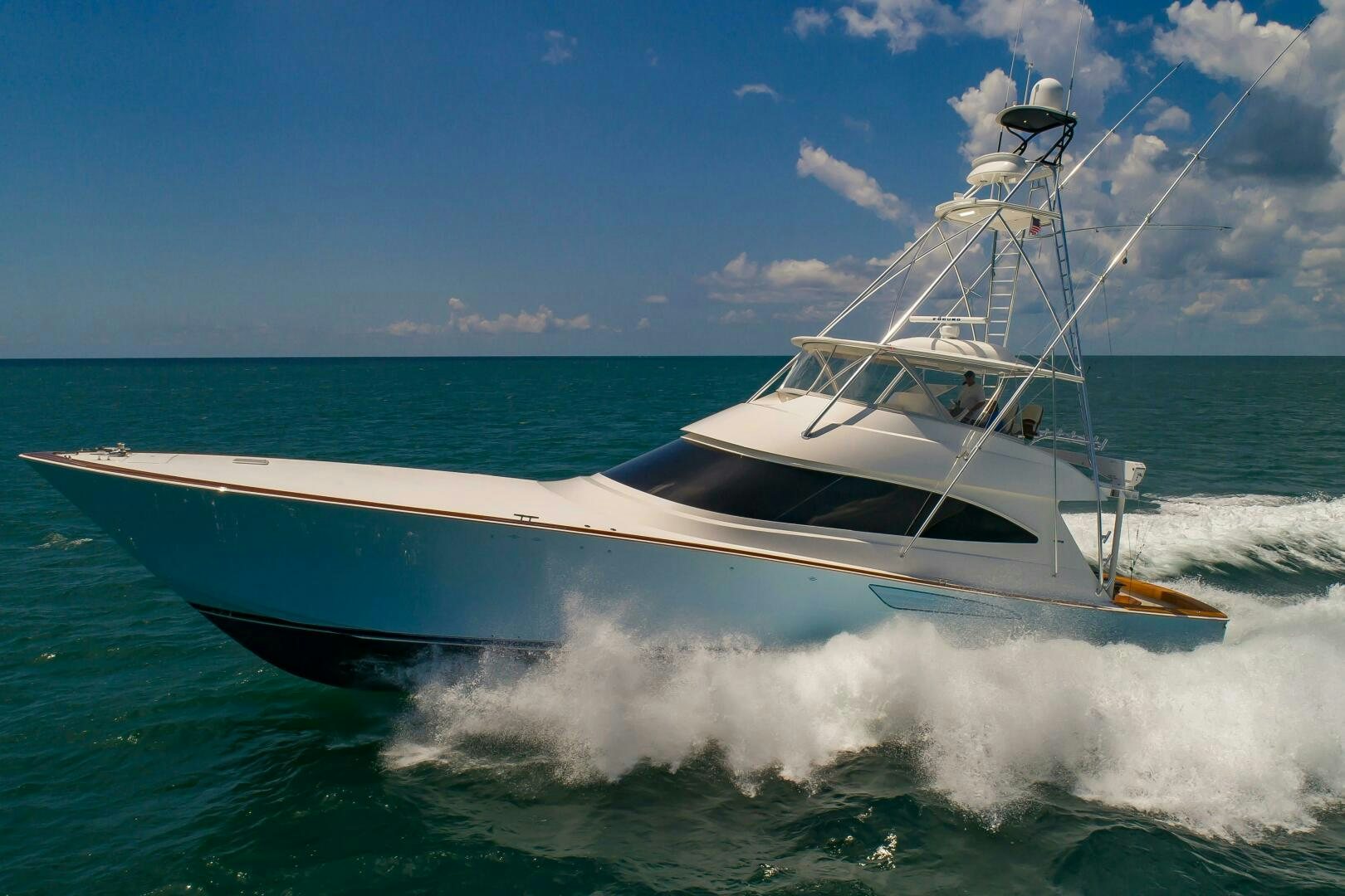 a boat on the water aboard KNOT DONE YET Yacht for Sale