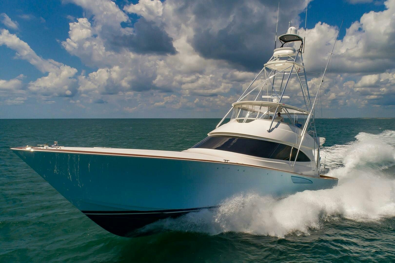 a boat on the water aboard KNOT DONE YET Yacht for Sale