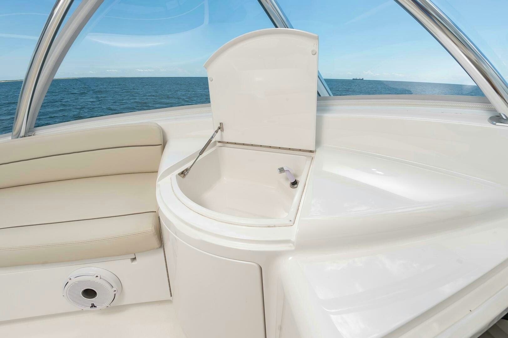 a white toilet on a boat aboard KNOT DONE YET Yacht for Sale