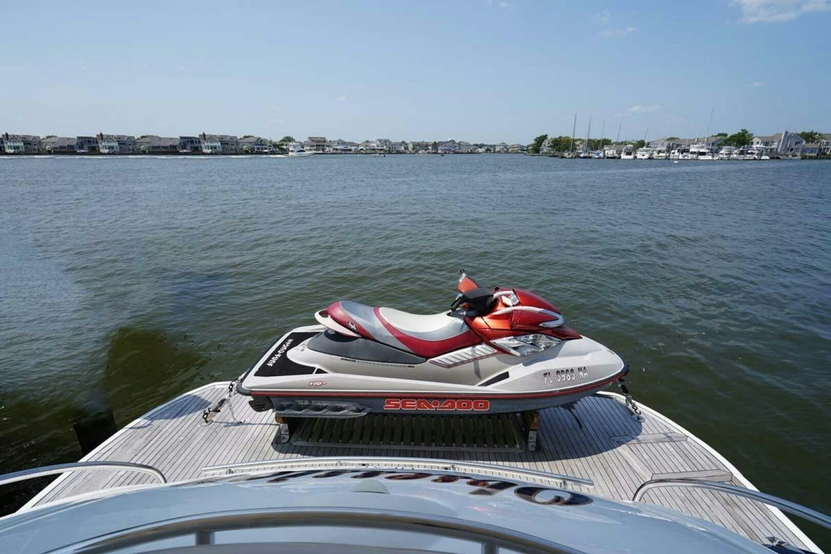 a boat with a motor attached to it aboard OBSESSION Yacht for Sale