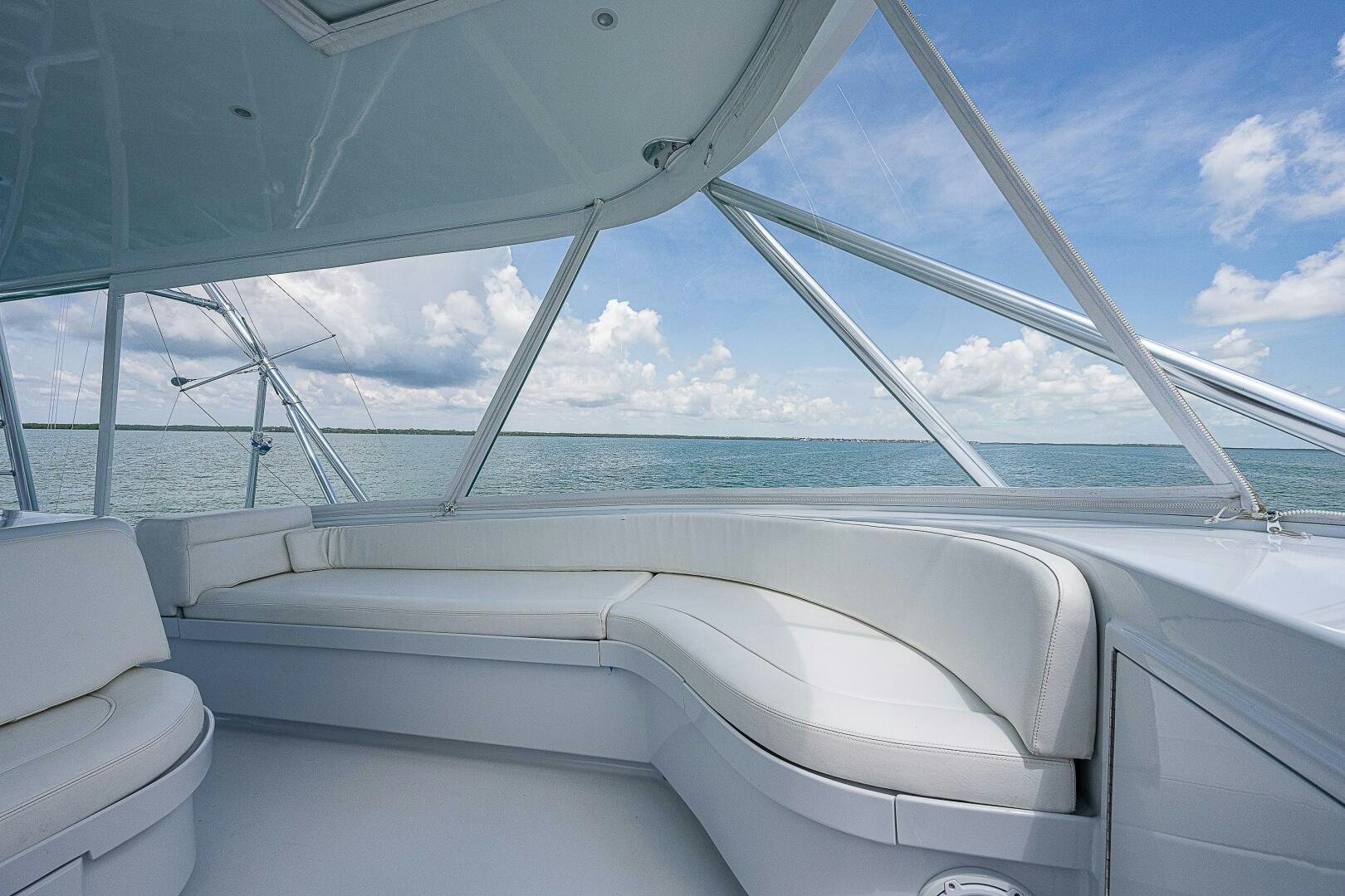 a white boat with a large window aboard MAXIMUS Yacht for Sale
