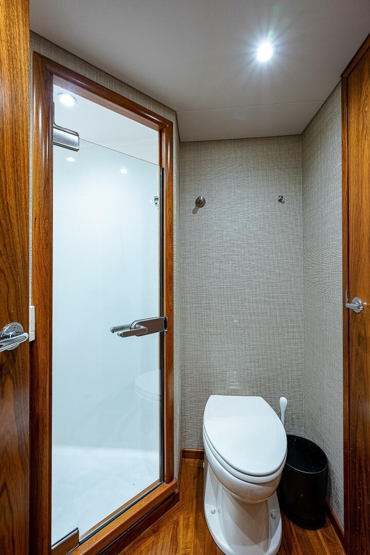 a bathroom with a toilet aboard MAXIMUS Yacht for Sale