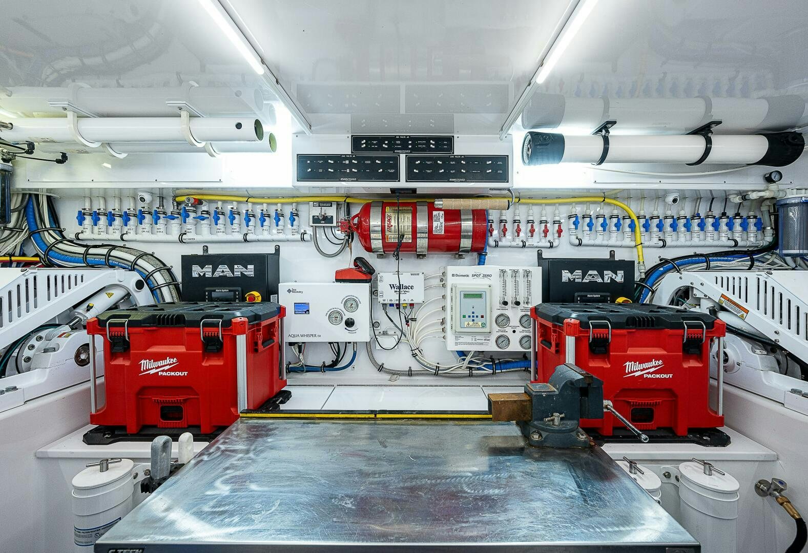 a large room with machinery aboard MAXIMUS Yacht for Sale