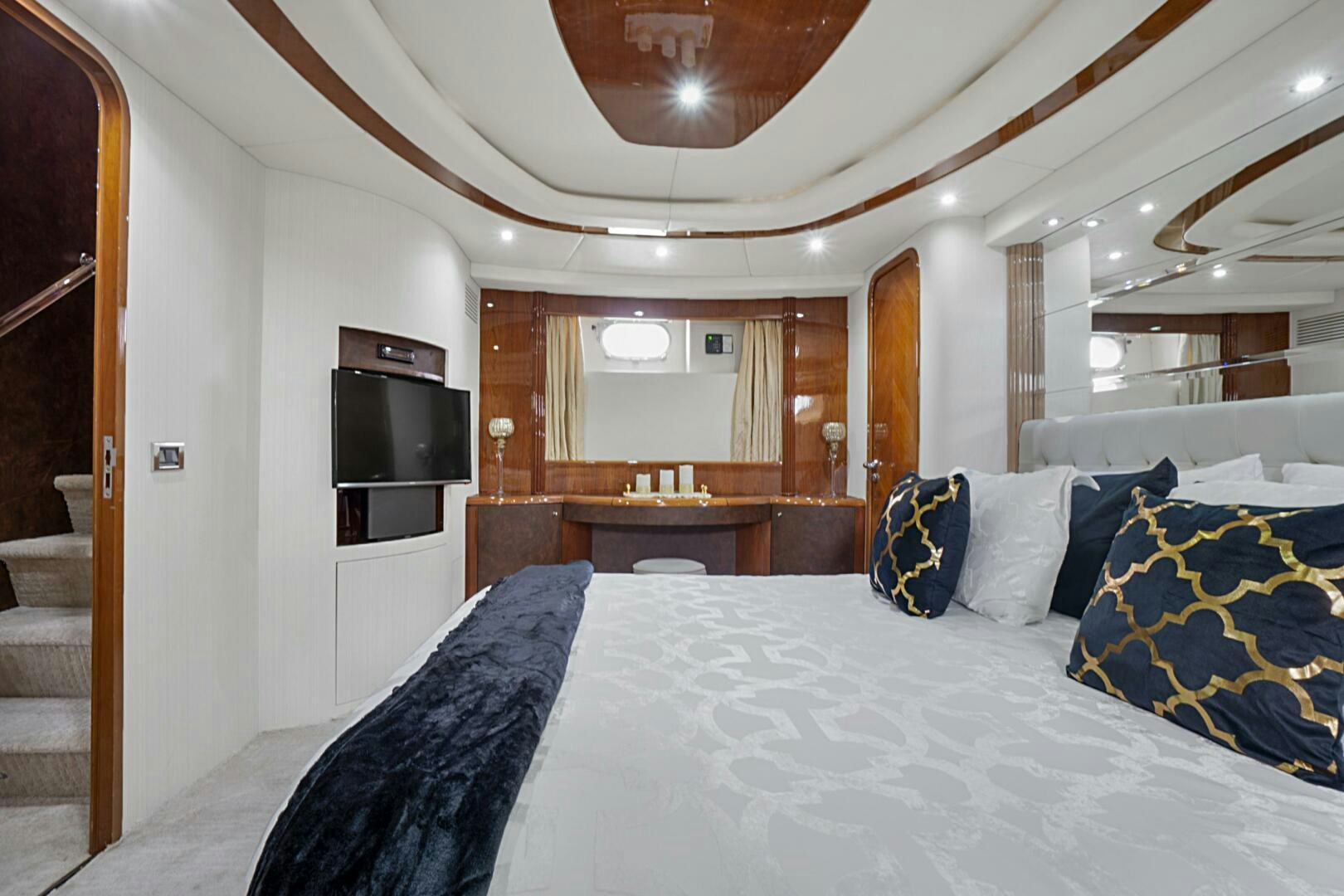 a large bedroom with a large bed aboard SUN ADVENTURES Yacht for Sale