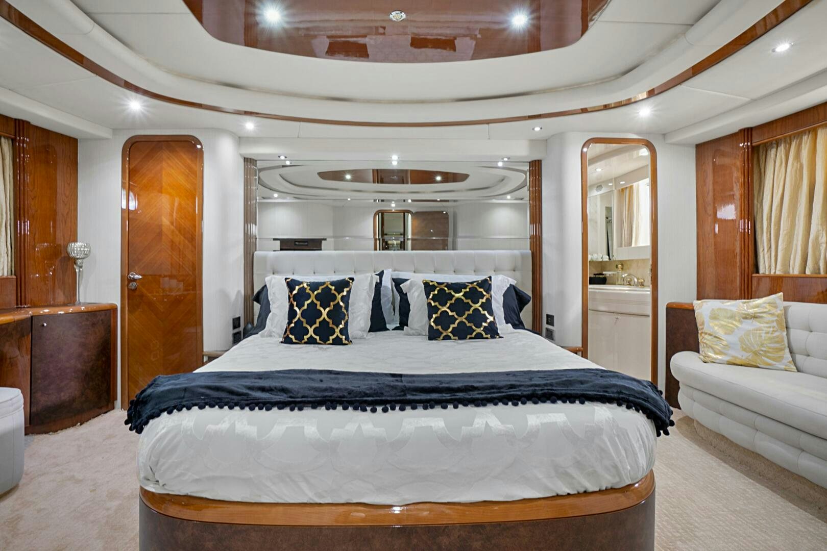 a large bed in a room aboard SUN ADVENTURES Yacht for Sale