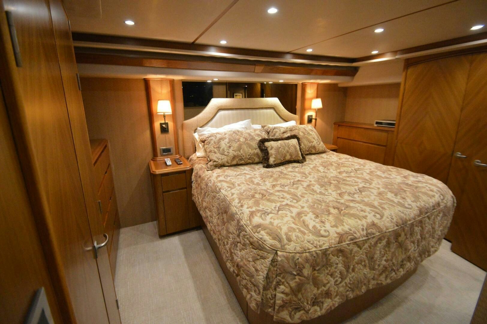 a bed in a hotel room aboard LOW PROFILE Yacht for Sale
