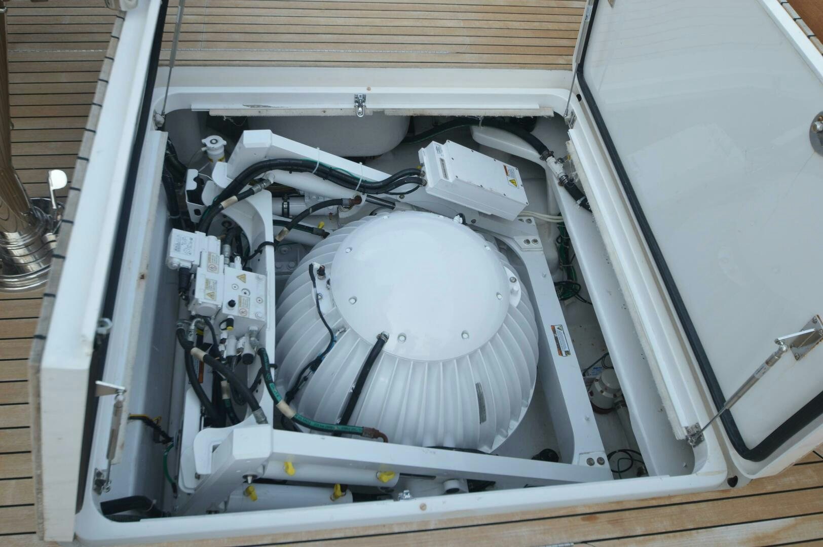 a machine with a large white circle aboard LOW PROFILE Yacht for Sale