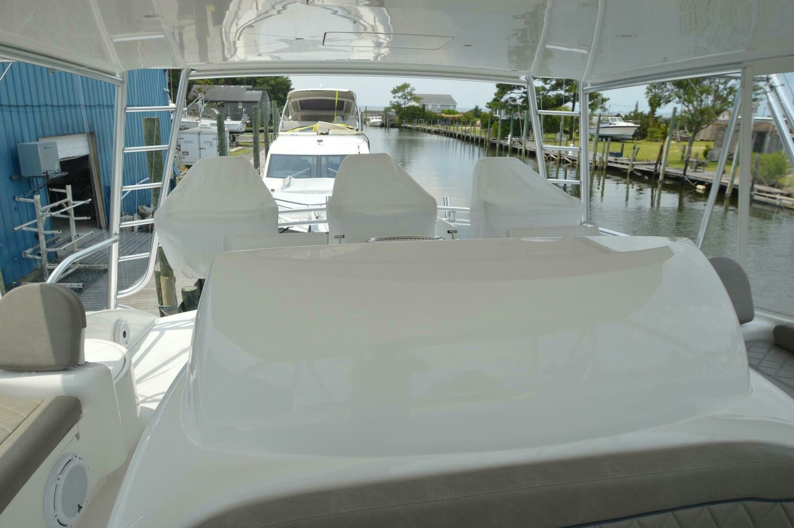 inside of a car aboard LOW PROFILE Yacht for Sale