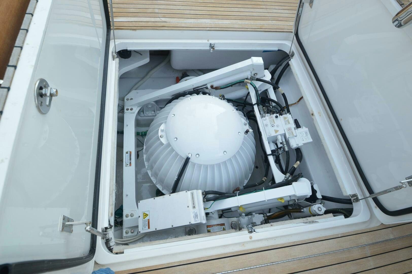 a white object with a white object in it aboard LOW PROFILE Yacht for Sale