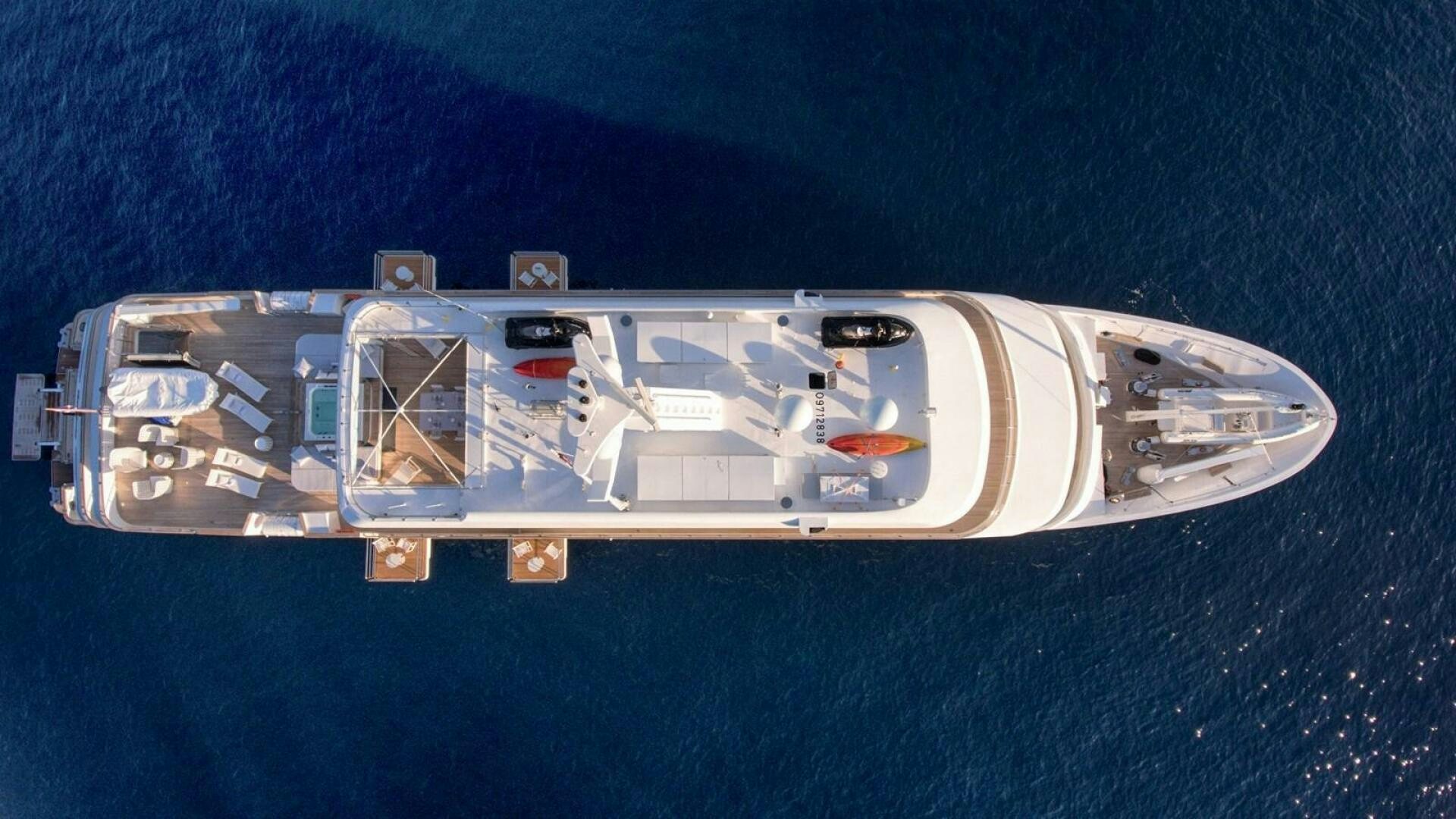 a white and silver ship aboard KATINA Yacht for Sale