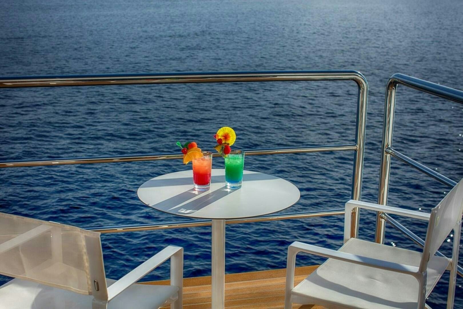 a couple of birds on a boat aboard KATINA Yacht for Sale