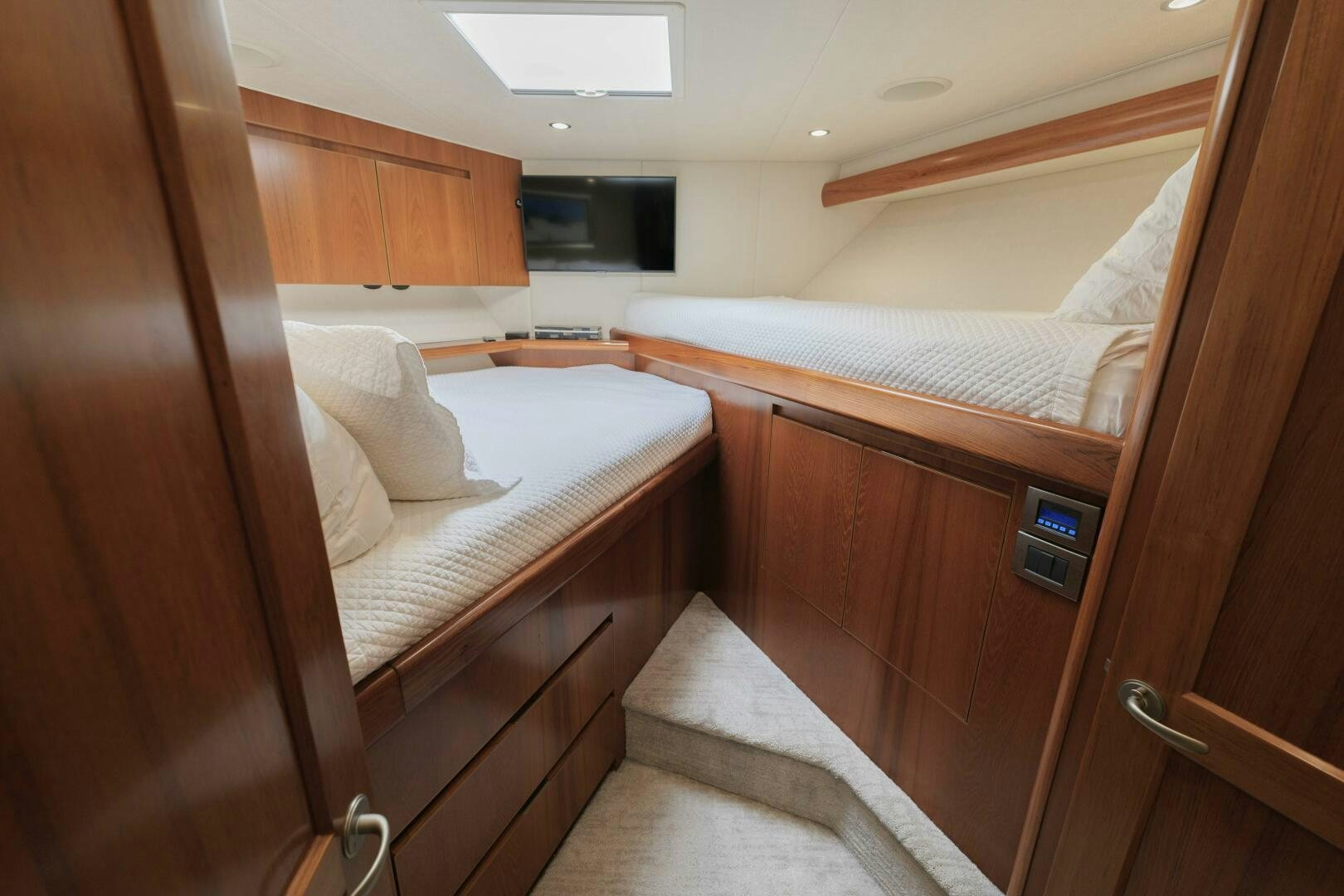a room with two beds aboard BAILEY'S ARK Yacht for Sale