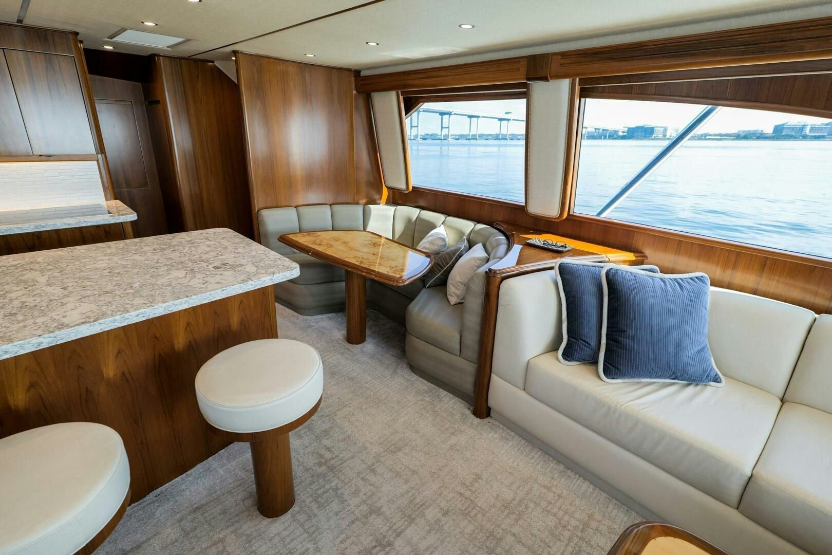 a room with a bed and a table aboard BAILEY'S ARK Yacht for Sale