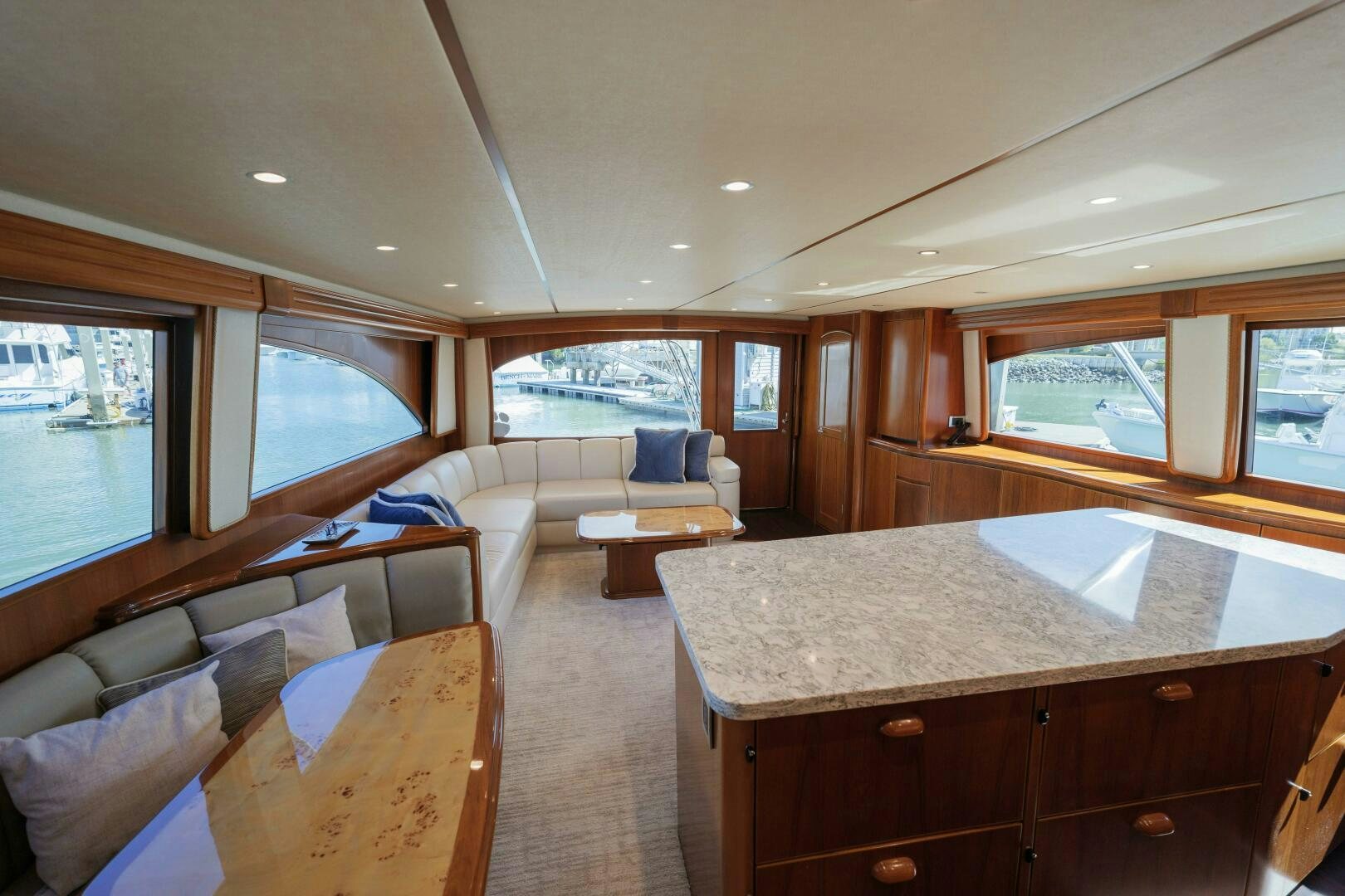 a large bedroom with a large bed aboard BAILEY'S ARK Yacht for Sale