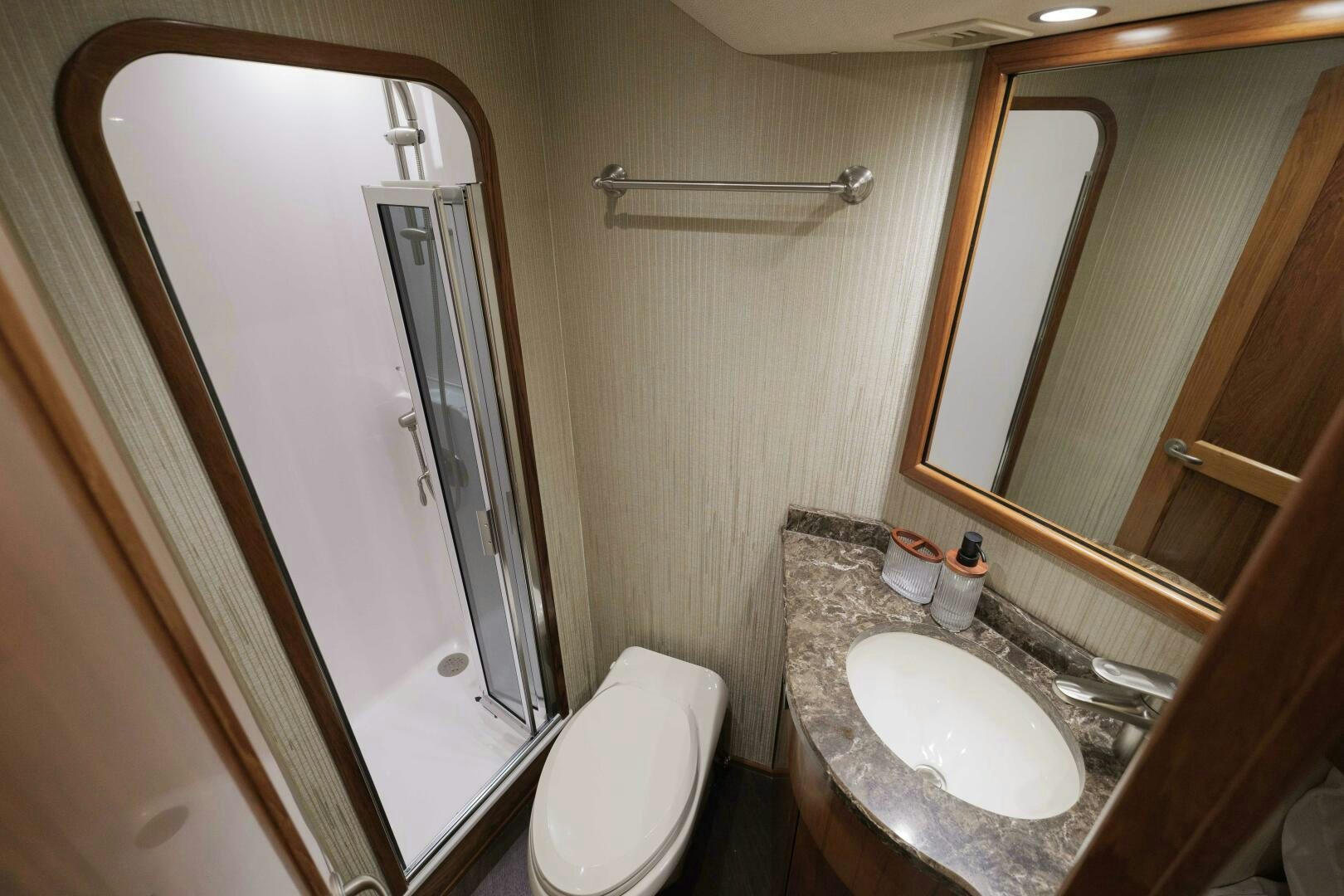 a bathroom with a sink and a toilet aboard BAILEY'S ARK Yacht for Sale