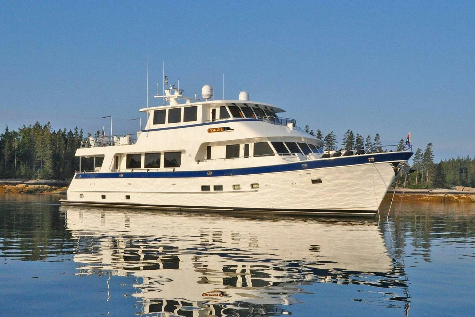 a boat on the water aboard INSIGNIA Yacht for Sale