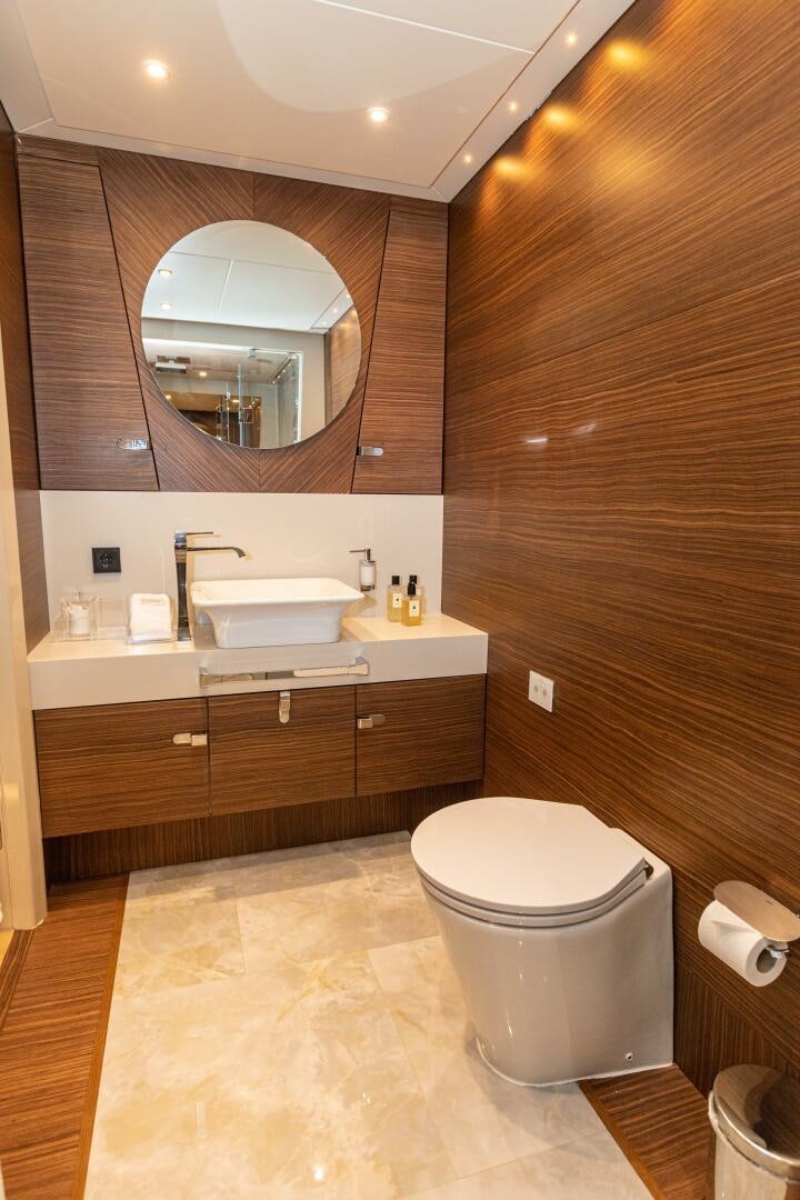 a bathroom with a sink and a toilet aboard ZEEMAR Yacht for Sale