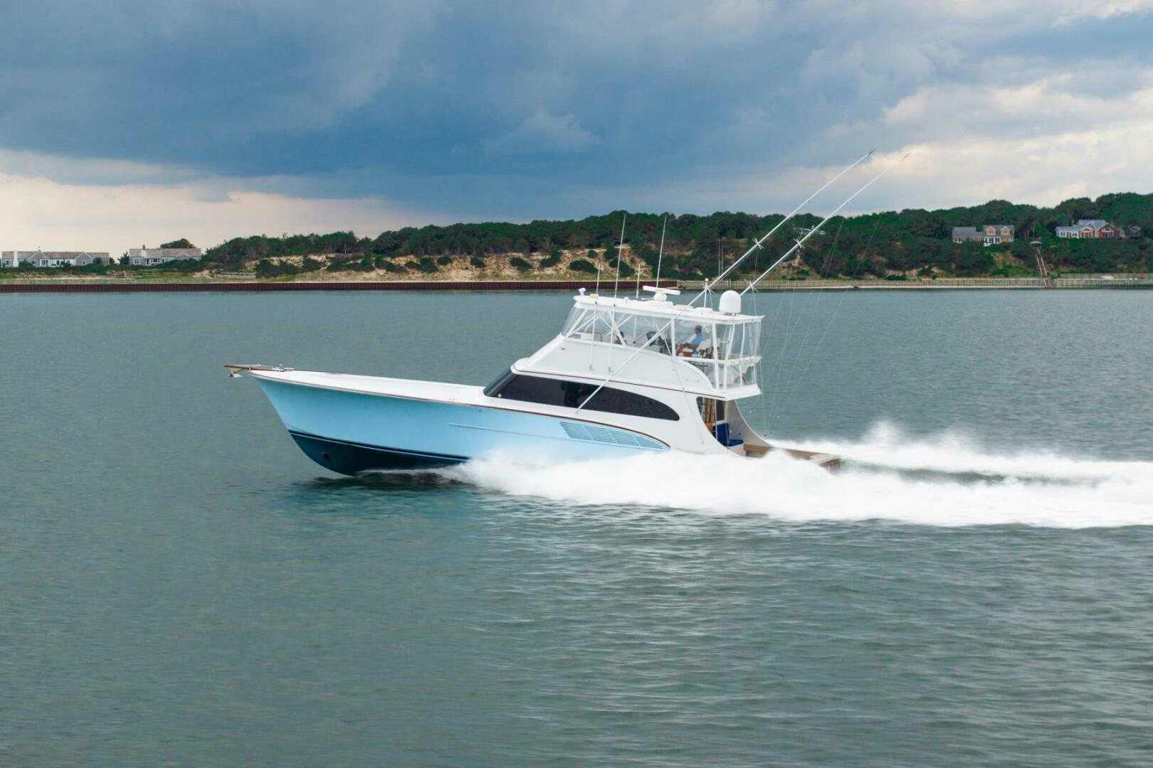 a boat on the water aboard BIG BLUE Yacht for Sale