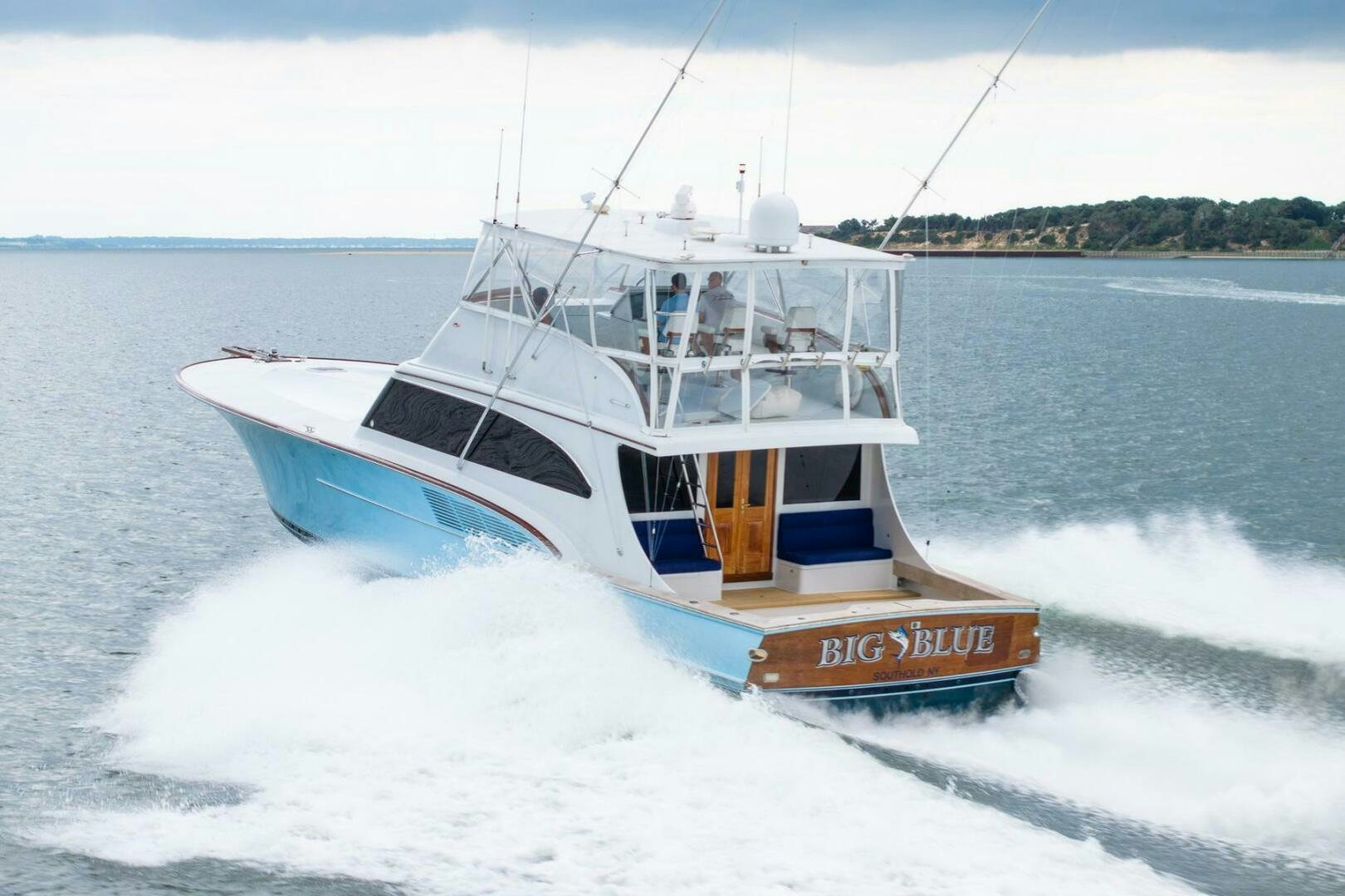 a boat on the water aboard BIG BLUE Yacht for Sale