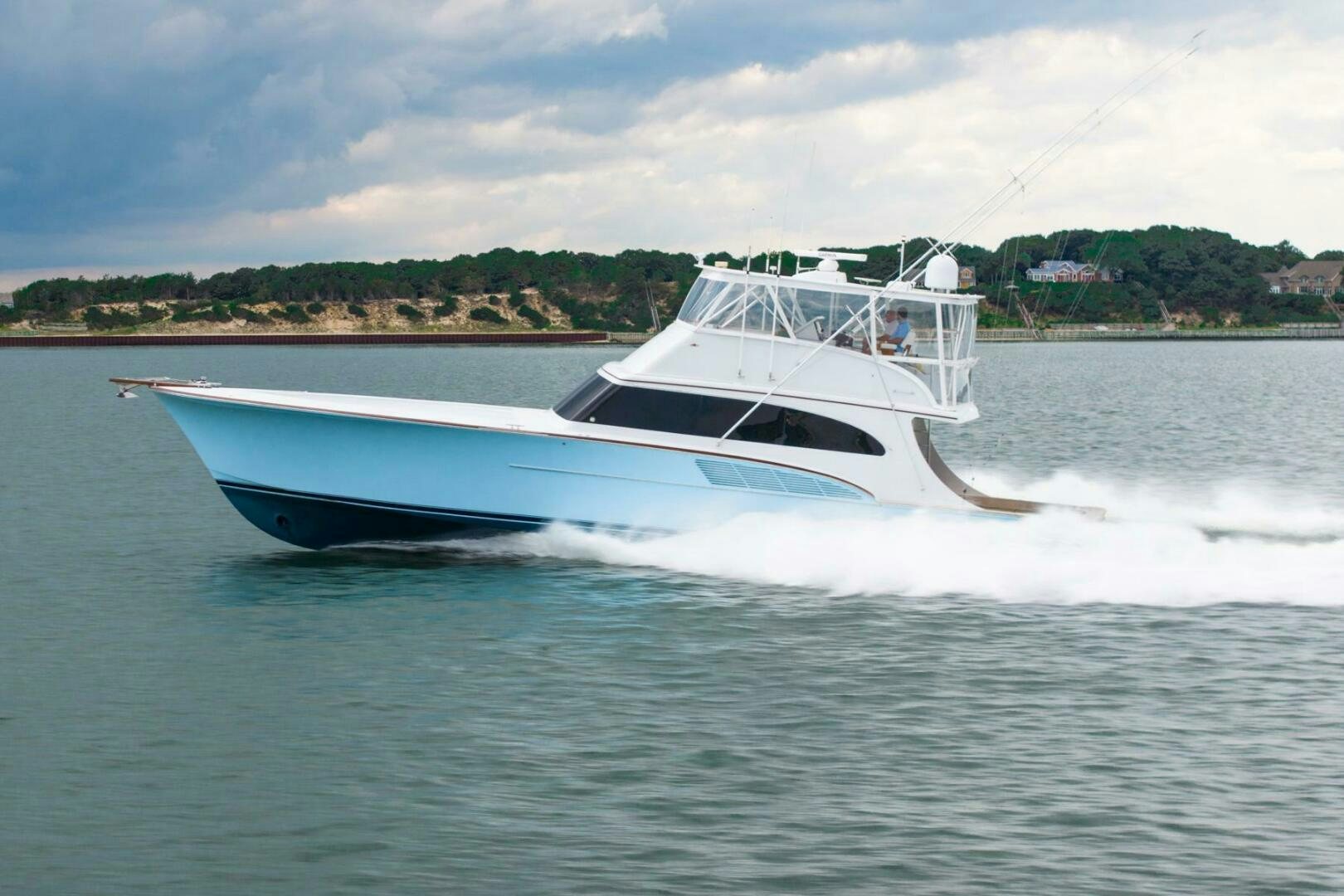 a boat on the water aboard BIG BLUE Yacht for Sale