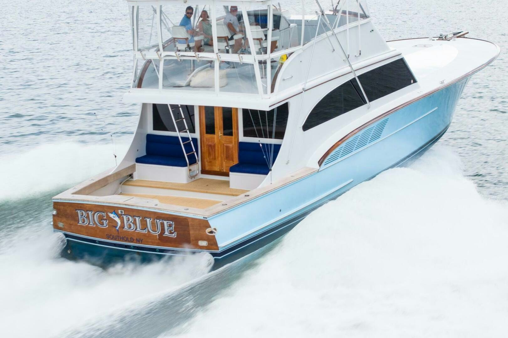 a boat on the water aboard BIG BLUE Yacht for Sale