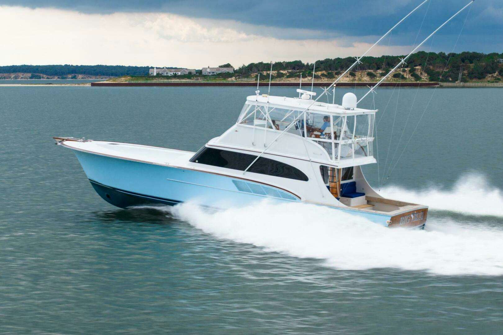 a boat on the water aboard BIG BLUE Yacht for Sale