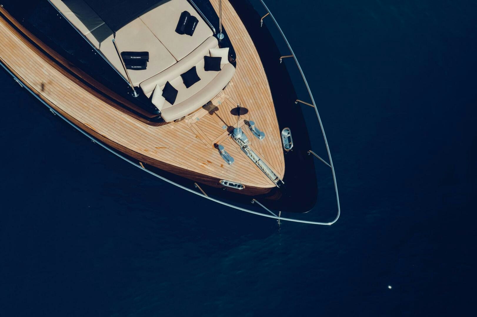 a high angle view of a boat aboard BLACK ROCK Yacht for Sale